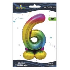 Шарик фольгированный на подставке цифра “6“ градиент 40“(100см) Pelican 831666 Шарик фольгированный на подставке цифра “6“ градиент 40“(100см) Pelican 831666