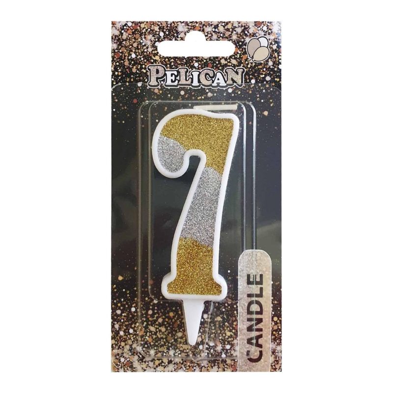 Свічка для торта цифра «7» срібна ЗОЛОТА 7 см, TM Pelican 867037 Свічка для торта цифра “7“ срібна ЗОЛОТА 7 см, TM Pelican 867037