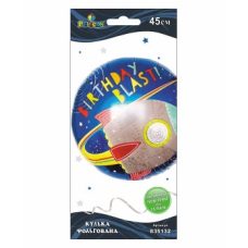 Кулька фольгована Pelican, ракета BIRTHDAY BLAST, 45см, 835132 Кулька фольгована Pelican, ракета BIRTHDAY BLAST, 45см, 835132