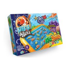 Настільна гра 2в1 “Кльова рибалка“ та Кінетичний пісок “KidSand“ РОС