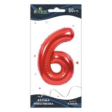 Цифра фольгована Pelican, “6“ ЧЕРВОНА 80см 830846