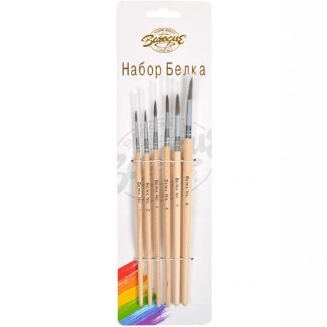 Набір пензликів круглих 6шт «Білка» Barogue 760 Набір пензликів круглих 6шт “Білка“ Barogue 760