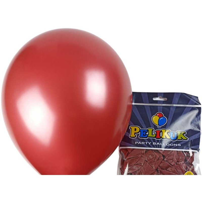 Кульки круглі Pelikuk 13“ (33 см) перламутр бургунді 50шт/уп 1350C-204