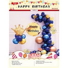 Фотозона з повітряними кулями “Happy birthday“ золото з синім T-8912