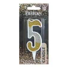 Свічка для торта цифра “5“ срібна ЗОЛОТА 7 см, TM Pelican 867035 Свічка для торта цифра “5“ срібна ЗОЛОТА 7 см, TM Pelican 867035